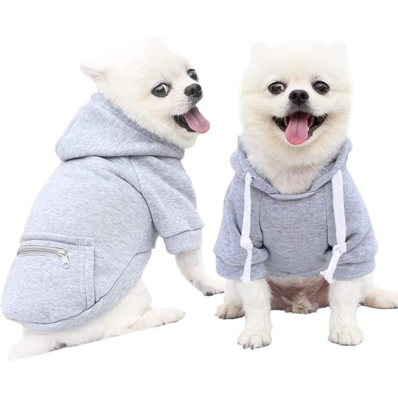 BLSCODE Clothes for Small Dogs Boy, Extra Small Dog Hoodie with Pocket Cold Weather Dog Sweaters for Small Dogs Fleece Small Dog Winter Coat Grey Small