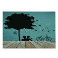 thumbnail image 2 of Nature Cutting Board, Boy and Girl Reading Under Tree a Bird Cage Bicycle, Decorative Tempered Glass Cutting and Serving Board, Large Size, Pale Brown Seafoam Black, by Ambesonne, 2 of 2