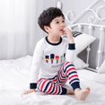 thumbnail image 1 of Conjuntos de pijama de Navidad para niños y niñas, ropa interior a rayas de dibujos animados, chándales informales para el hogar, ropa de dormir, traje deportivo, 4-11 años, novedad, 1 of 4
