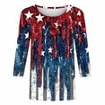thumbnail image 3 of Rciityk 4th of July Patriotic Women's Top - Plus Size Crew Neck American Flag Print 3/4 Sleeve Shirts - Independence Day Clothing, 3 of 4