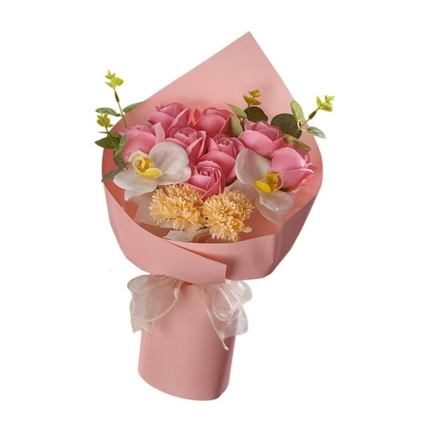 Jabón Rose Flower Bouquet Floral Arreglo Floral Elegante Decoración de flores falsas románticas para la Aniversario Mujer novia Mamá