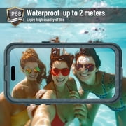 Waterproof Case for iPhone 14 Pro Max Magnetic Compatible with Wireless Charging Shockproof Protective Cover with Screen Protector (6.7 Black)