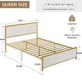 thumbnail image 3 of VECELO Queen Size Metal Platform Bed Frame, Modern Upholstered Bed Frame with Velvet Tufted Headboard and Footboard, No Box Spring Needed, Gold & Beige, 3 of 14