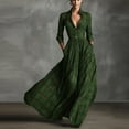 thumbnail image 2 of longantii Womens Vintage Plaid Maxi Dress Swing Deep V-Neck Long Sleeve Pleated Waist Elegant Flowy Party/Wedding Guest Dress Dark Green XS, 2 of 7