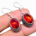 thumbnail image 2 of Natural Mozambique Garnet Gemstone 925 Sterling Silver Earring 1.42", 2 of 2