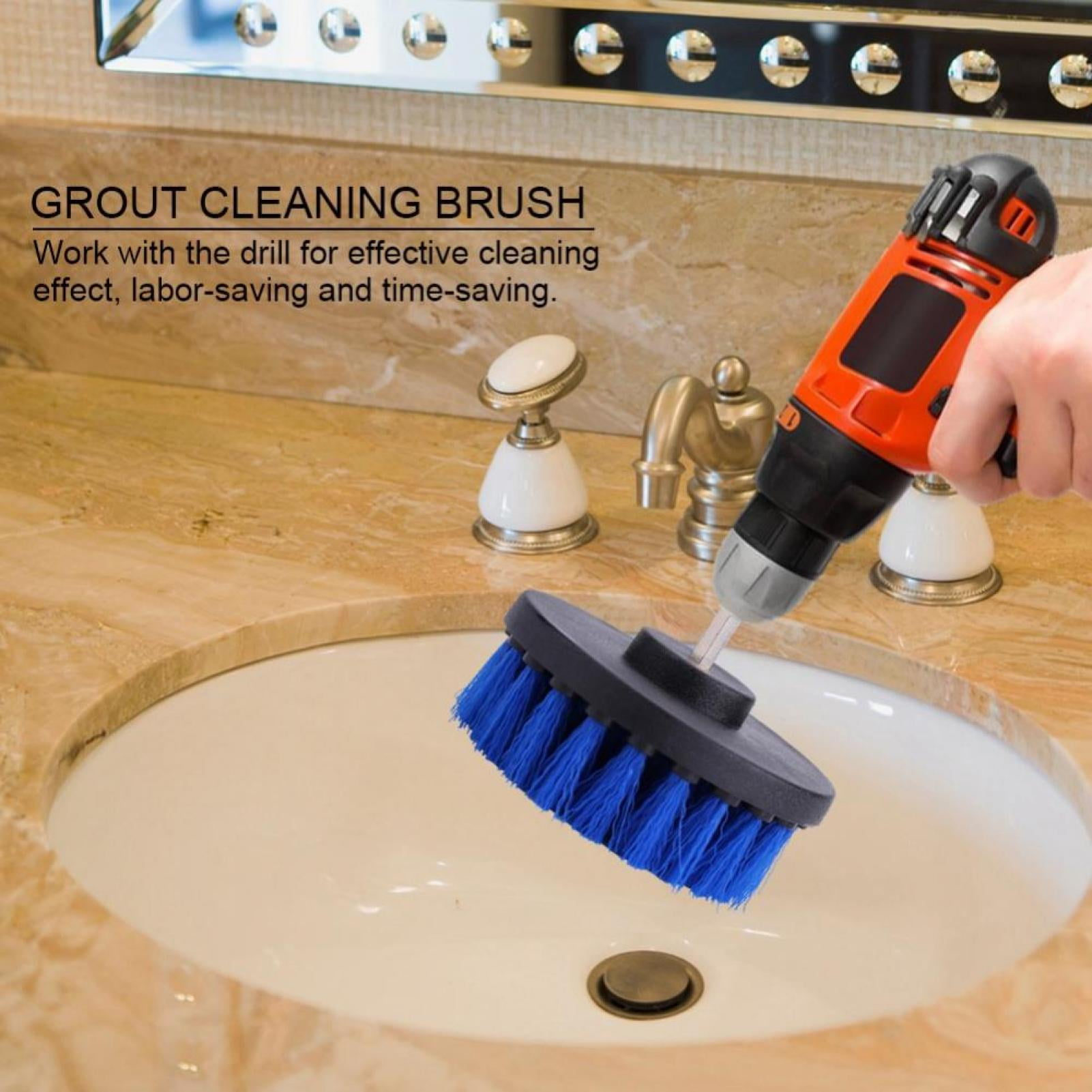 Tebru Tile Grout Cleaner Power Scrubber Bathtub Toilet Drill Brush Carpet Cleaning  Tool Attachment, Grout Cleaning Brush, Tile Cleaning Brush 