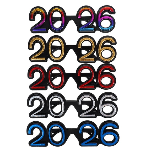 Homoyoyo 5-Pack Assorted Color End of Year Glasses Party Supplies for New Year and Christmas Celebrations
