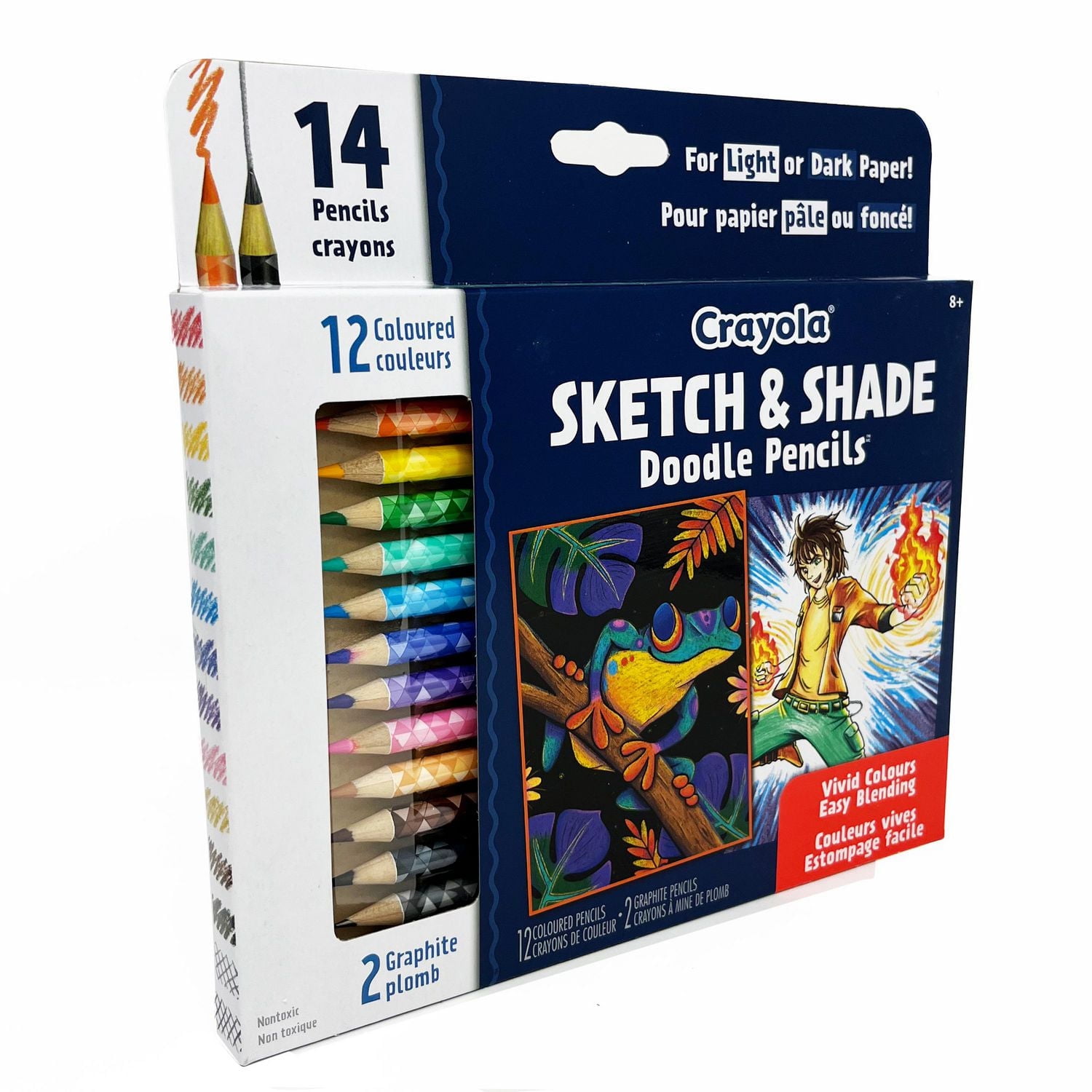 Sketch & Shade Doodle Pencils Crayola, boîte de 14 Hautement pigmentees crayons de couleur