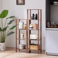thumbnail image 6 of LELELINKY 4-Tier Tall Wooden Bookshelf with Storage, Industrial Modern Bookcase for Small Spaces, Living Room, Brown, 6 of 7
