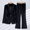 thumbnail image 2 of Conjunto de traje pequeño de terciopelo dorado con parte superior de temperamento femenino para mujer, chaqueta de traje roja, verde, azul y negra, para otoño, 2 of 6