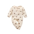 thumbnail image 1 of Genuiskids Newborn Baby Girls Boys Button Jumpsuit Fall Spring Creative Sun Printing Front Pocket Long Sleeve Round Collar Romper Pajamas, 1 of 8
