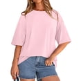 thumbnail image 2 of Oversized Tshirts for Women Summer Casual Short Sleeve Crew Neck Loose Fit Basic Tee Tops, #01 Light pink, S, 2 of 6