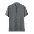 thumbnail image 1 of Dagugfen Mens Summer Shirts Flower Knot Button up Short Sleeve Loose Fashion Casual Tops Solid Color, 1 of 3