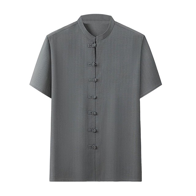 Dagugfen Mens Summer Shirts Flower Knot Button up Short Sleeve Loose Fashion Casual Tops Solid Color