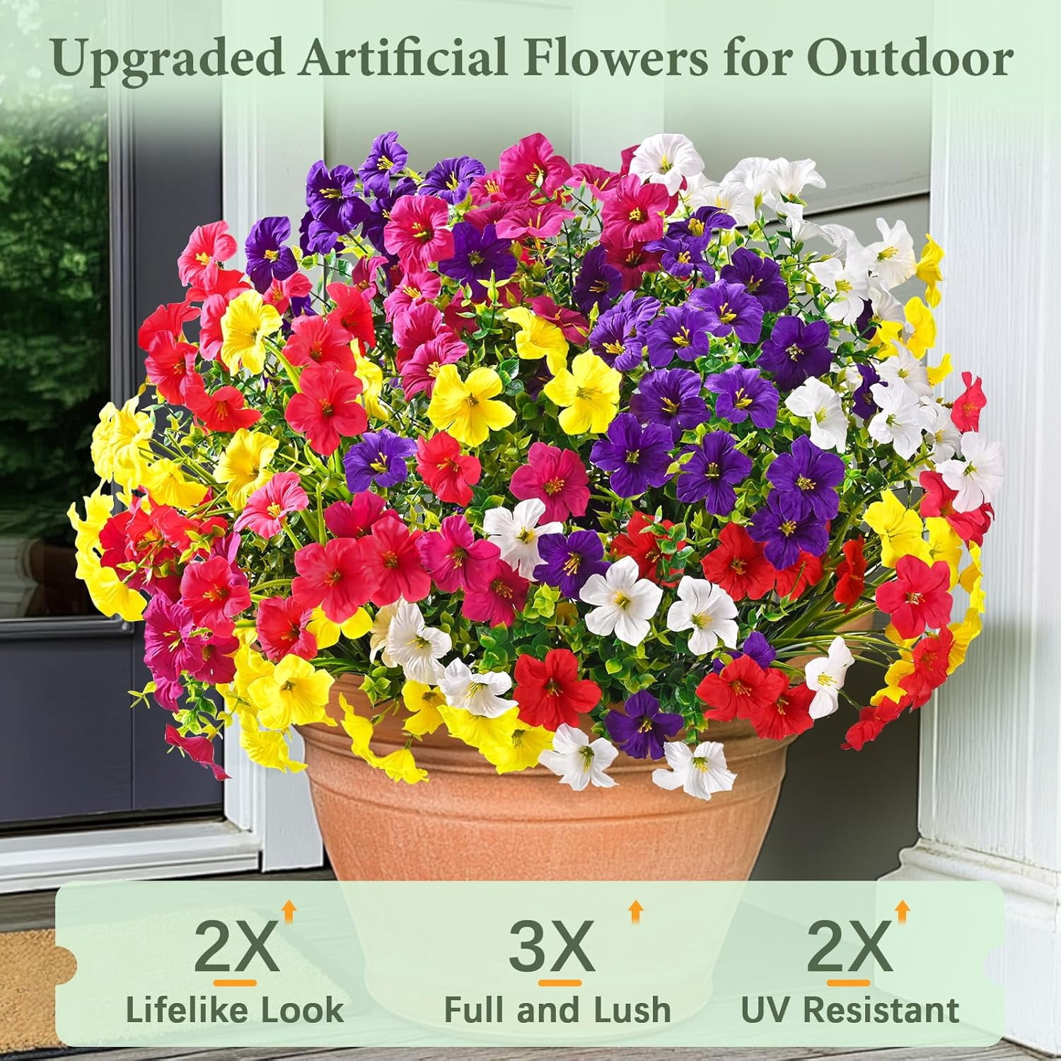 Waipfaru Artificial Flowers for Outdoors Fake Plants Outside Decoration, 24 Bundles UV Resistant Silk Morning Glory,Realistic Faux Flowers for Planter Porch Patio Yard Decor