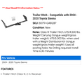thumbnail image 2 of Trailer Hitch - Compatible with 2004 - 2020 Toyota Sienna 2005 2006 2007 2008 2009 2010 2011 2012 2013 2014 2015 2016 2017 2018 2019, 2 of 4