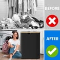 thumbnail image 2 of Tooloton Double Laundry Hamper 2 Section with Lid and Removable Bags, 160L Collapsible Clothes Basket with Bamboo Handles, Black, 1 Pack, 2 of 6