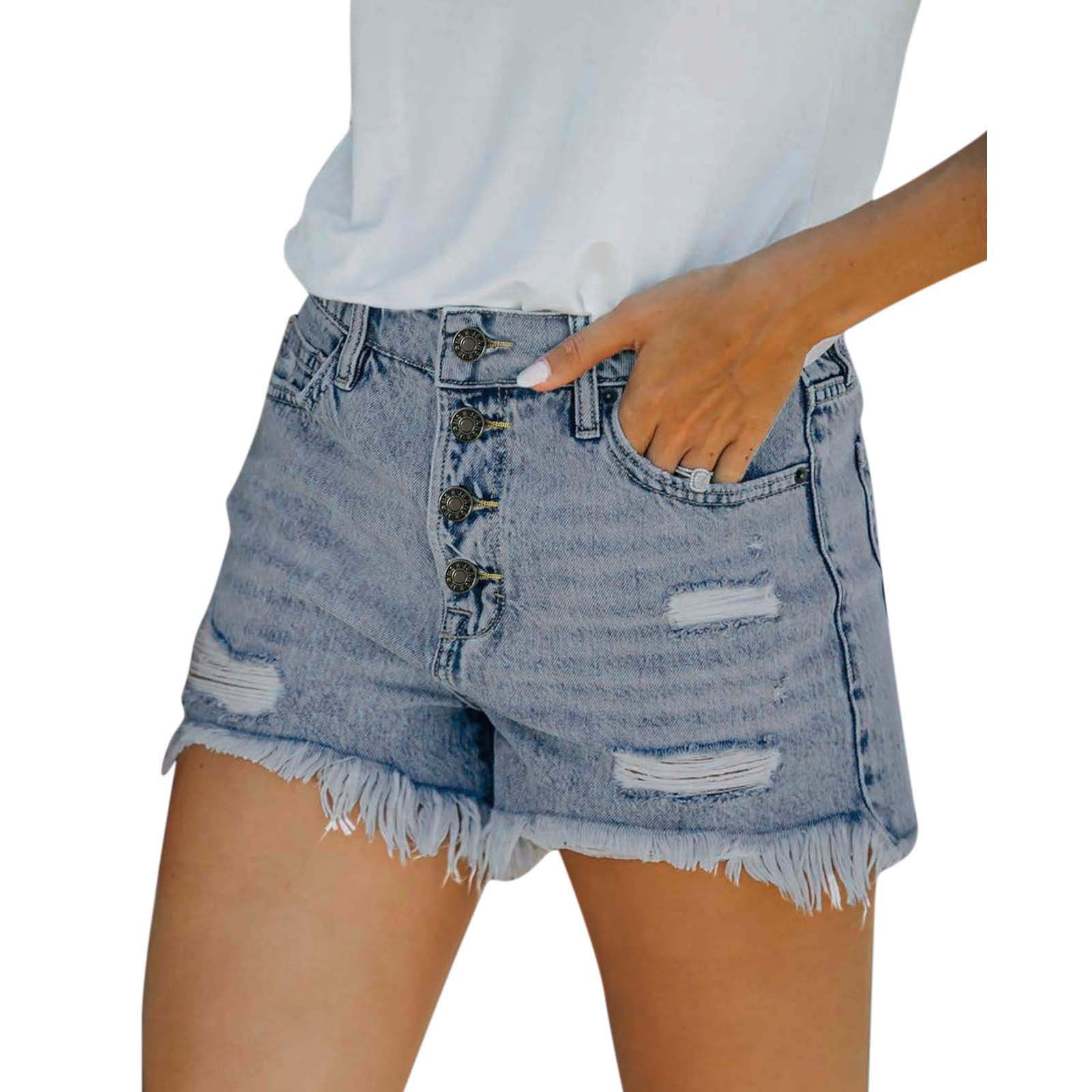 TAIAOJING Denim Shorts for Women Summer Short High Waist Pant Slim Pant Short With Casual All- Trouser Trousers - Walmart.com