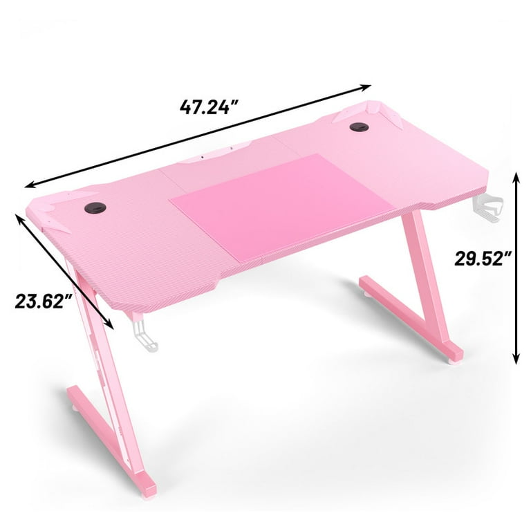 Homall 44' Z-Shaped Computer Gamer Desk, Carbon Fiber Surface, Cup