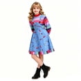 thumbnail image 3 of Girls Colorful Striped Long Sleeve Top & Printed Suspender Skirt Costume Set, Kids Dress Up Outfit for Halloween & Themed Party, 3 of 5
