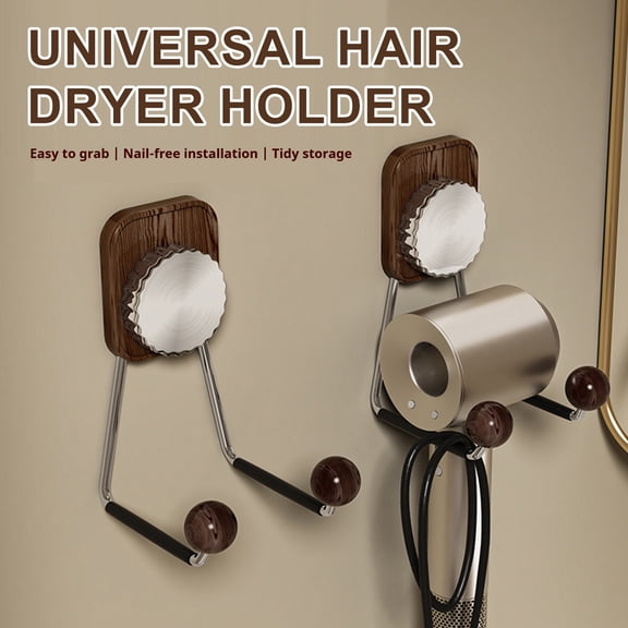 Suction Cup Hair Dryer Holder Wall Mounted Blow Dryer Hanger Removable Hair Dryer Hook for Space-Saving Bathroom Organization
