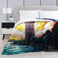 thumbnail image 2 of Fleece Bed Blanket ，Colorful At Cesar White Tower Print Blanket，Plush, 2 of 4