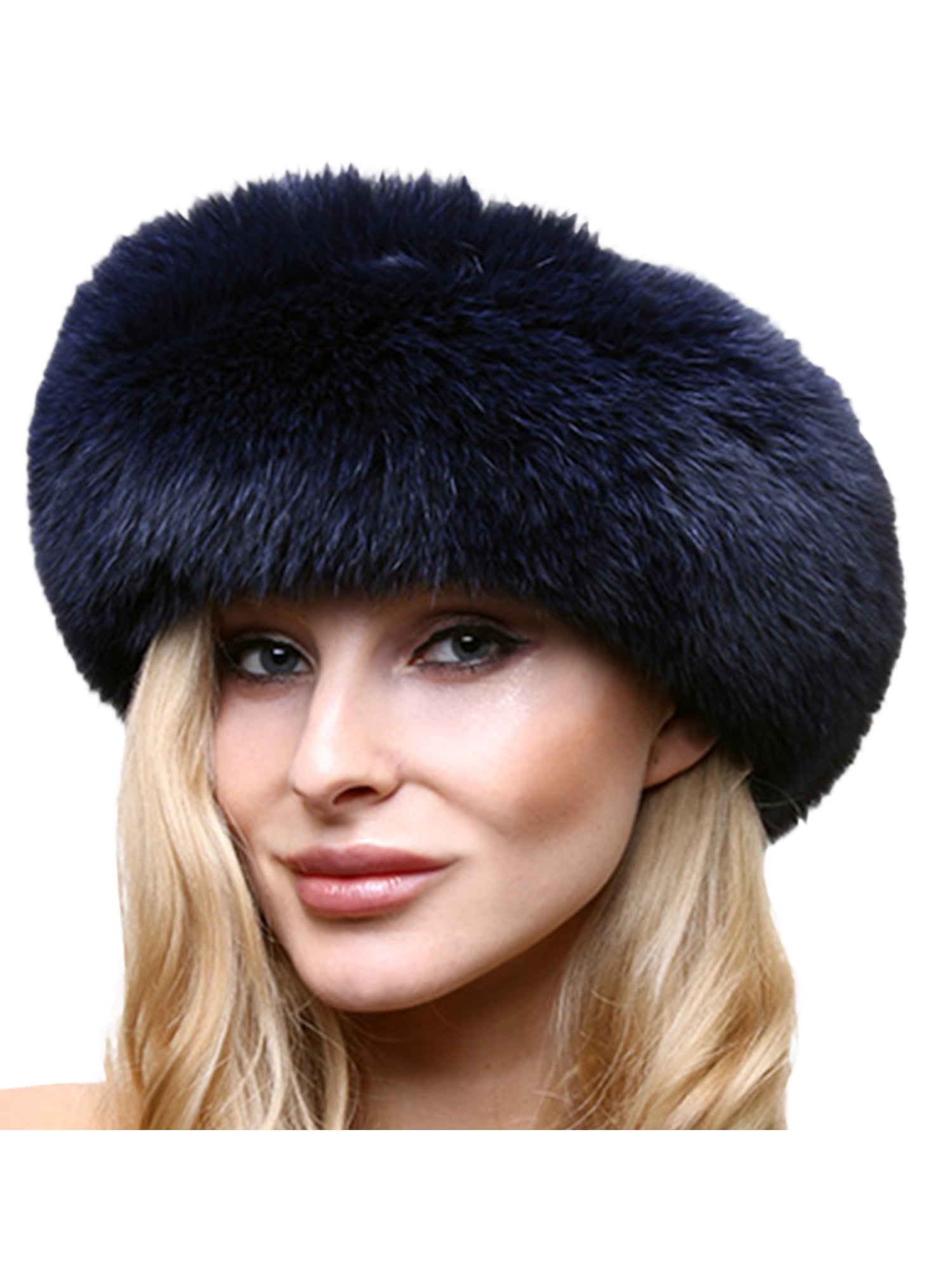 warm hat ushanka hat Women's fur accessory Βlack real fox fur Russian hat for winter Luxury gift for her. Accessories Hats & Caps Winter Hats Handmade fluffy Cossack hat 