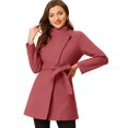 thumbnail image 1 of Abrigos Largos Con Cinturón De ManLarCon Cuello Alto Elegante De Invierno PaMujer Melon rojo L, 1 of 5
