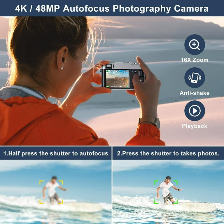 Fotocamera Digitale 4K 48MP Per Bambini E Principianti - Con Scheda SD 32GB, Autofocus E Luce Integrata - Foto 2