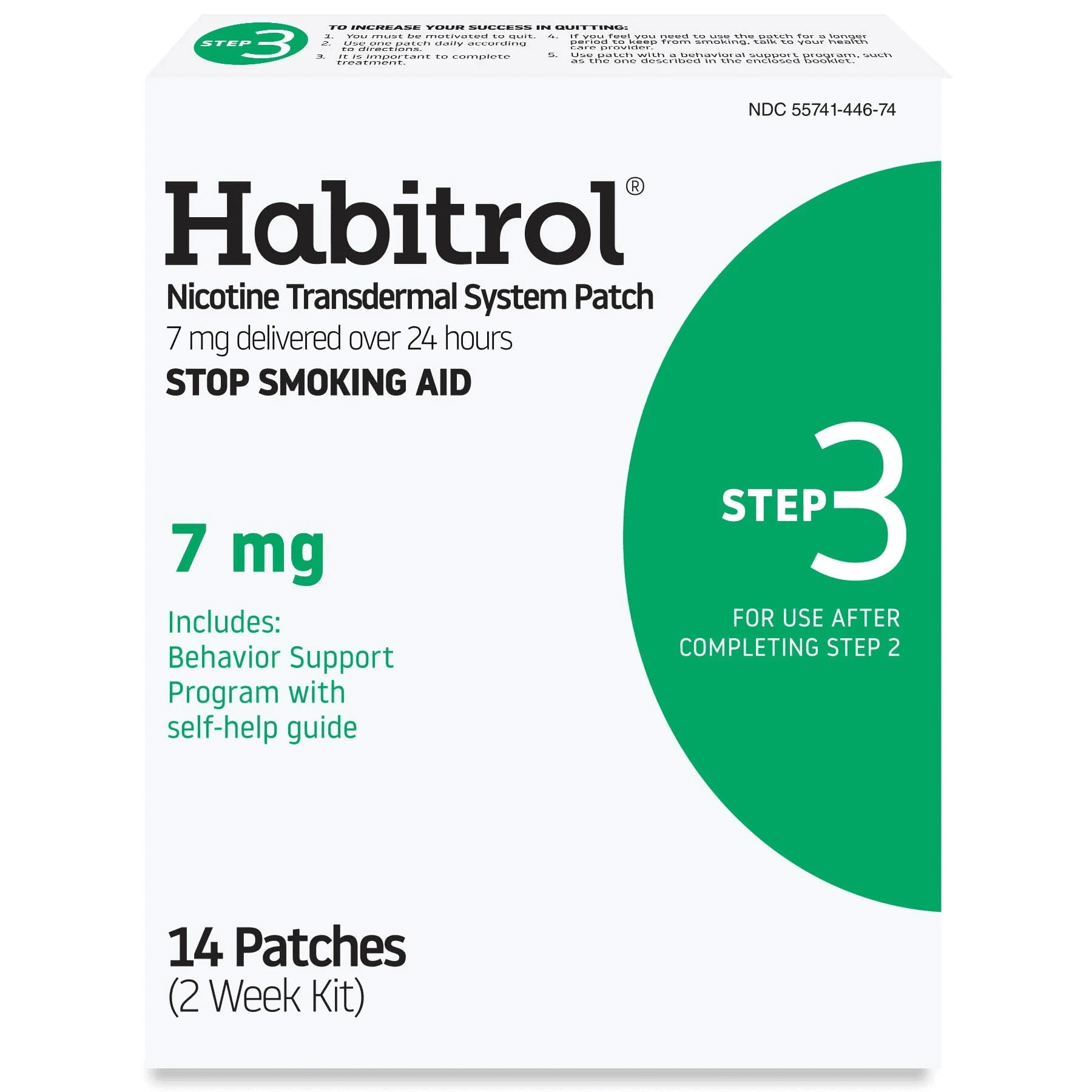 Habitrol Nicotine Transdermal Patch System Step 3, 7 mg, Quit Smoking Aid, 14 Patches