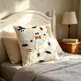 thumbnail image 5 of Cozy Halloween Throw Pillow with Hand-Embroidered Mummy & Bat Design, Linen Couch Cushion for Indoor Decor, Halloween Pillow Cover, 5 of 5