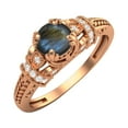 thumbnail image 2 of 5MM Round Shape Labradorite 925 Silver Rose Plated Blossom Design Valentines Day Gifts Ring, 2 of 4