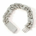 thumbnail image 5 of QQTDFG 20mm Miami Cuban Link Pig Nose Iced Flooded CZ Hip Hop Bracelet Necklace A9393-Silver-Necklace - 24" - 60 cm, 5 of 6