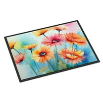 Carolines Treasures DAC1570JMAT 24 x 36 in. Unisex Gerbera Daisies in Watercolor Indoor or Outdoor Mat