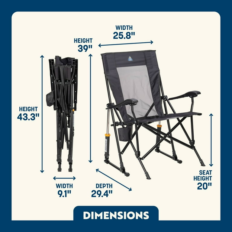 GCI Outdoor RoadTrip Rocker Foldable Rocking Camp Chair, Dark