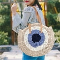 thumbnail image 2 of kurtrusly Shoulder Bag Straw Fashion Patchwork Weaving Handbag Large Capacity Summer Vacation Tote Shopping Trendy Female Hand Purse Khaki, 2 of 7