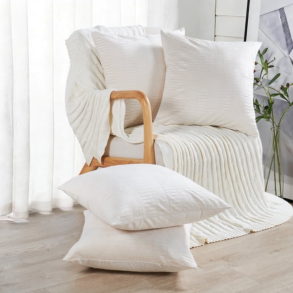 Home Soft Things Pleated Velvet 4 Piece Throw Pillow Cover Set - Gardenia - 20" x 20"