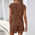 thumbnail image 6 of Zynoxe Womens Two Piece Matching Sets Summer Short Sleeve Top and Shorts Short Sets Cotton Linen Lounge Outfits for HomewearBrown2XL, 6 of 7
