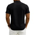 thumbnail image 4 of Mens Zip Up Short Sleeve Shirt Stand Collar Textured Waffle Pattern Summer Breathable Sporty Tops Side Pockets Black L, 4 of 4
