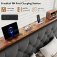 thumbnail image 4 of iPormis King Bed Frame with 2 Drawers, Metal Platform Bed with Charging Station and Linen Fabric Storage Headboard Strong Metal Slats,Gray, 4 of 8