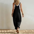 thumbnail image 6 of Plus Size Women's Cotton Loose Fit Suspender Jumpsuit with Pockets, Mid Elastic Waist Solid Color, Casual Sleeveless Jumpsuit, Summer Beach Outdoor Work Vacation, Womens Jumpsuit, 6 of 8