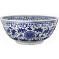 thumbnail image 3 of Benjara Round Ceramic Bowl with Floral Print, Set of 2, Blue And White,, 3 of 5