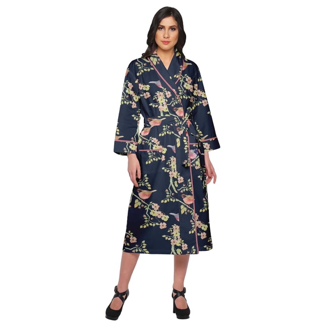 Moomaya Robe Imprimée pour Filles Peignoirs en Coton pour Femmes Robe de Chambre Enveloppante
