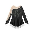 thumbnail image 3 of YIZYIF Kids Girls Long Sleeve Shiny Rhinestone Skating Dance Dress Gymnastic Competition Leotard Black 14, 3 of 5