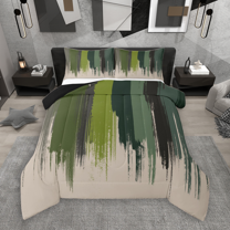 Manfei Green Ombre Bedding Comforter Set 2pcs, Watercolor Artwork Twin Comforter Sets, Vintage Oil Painting Bedding Set, Microfiber Bedroom Decor