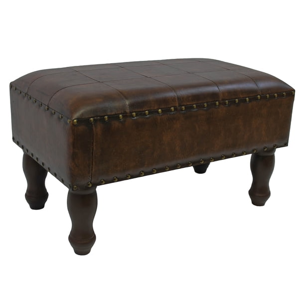 Taburete rectangular de piel sintética - Marrón silla de montar International Caravan YWLF-2533-BR