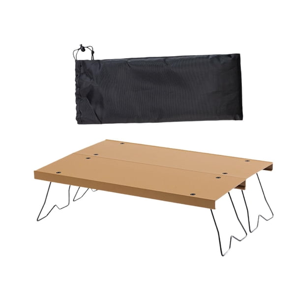 Mesa de campamento Mesa al aire libre Muebles de campamento estables plegables con bolsa de almacenamiento Aleación de aluminio portátil para patio, Caqui