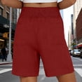 thumbnail image 6 of ClodeEU Women's Linen High Waist Elastic Waist Shorts, Casual Summer Short with Pockets for Vacation Wine,Women's Plus M, 6 of 6