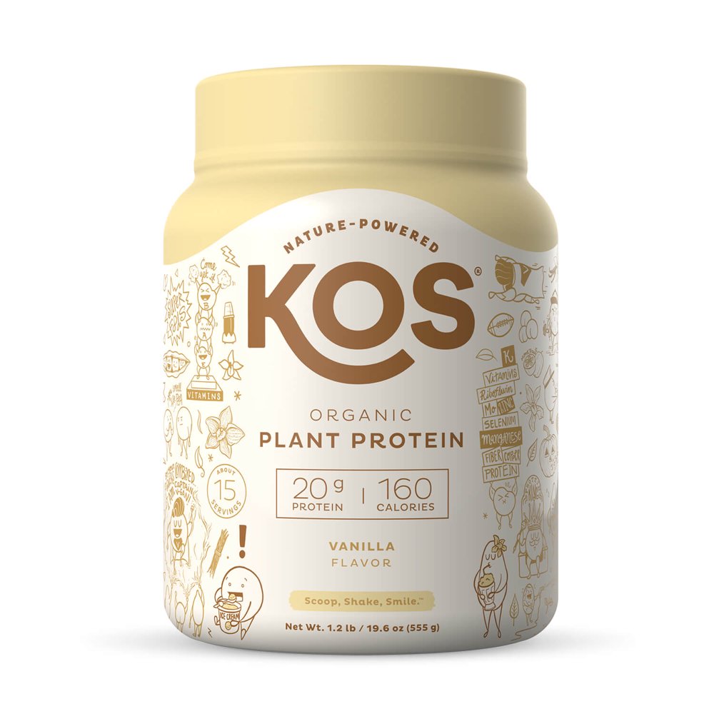 KOS Organic Plant Based Protein Powder, Vanilla, 20g Protein, 1.2lb