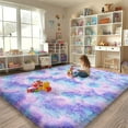 thumbnail image 3 of tapetes para sala 8x10ft Large Fluffy Rugs for Bedroom, Non-Slip Stickers Soft Carpet Shag Kids Room Rug, Non-Slip Fuzzy Rugs Indoor Tie-Dye Orchid Rainbow, 3 of 10